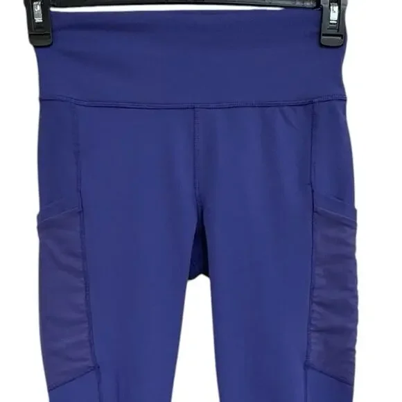 Fabletics Medium PowerHold Ankle Leggings Mid-Rise Pockets Stretch Active Purple - Picture 2 of 8